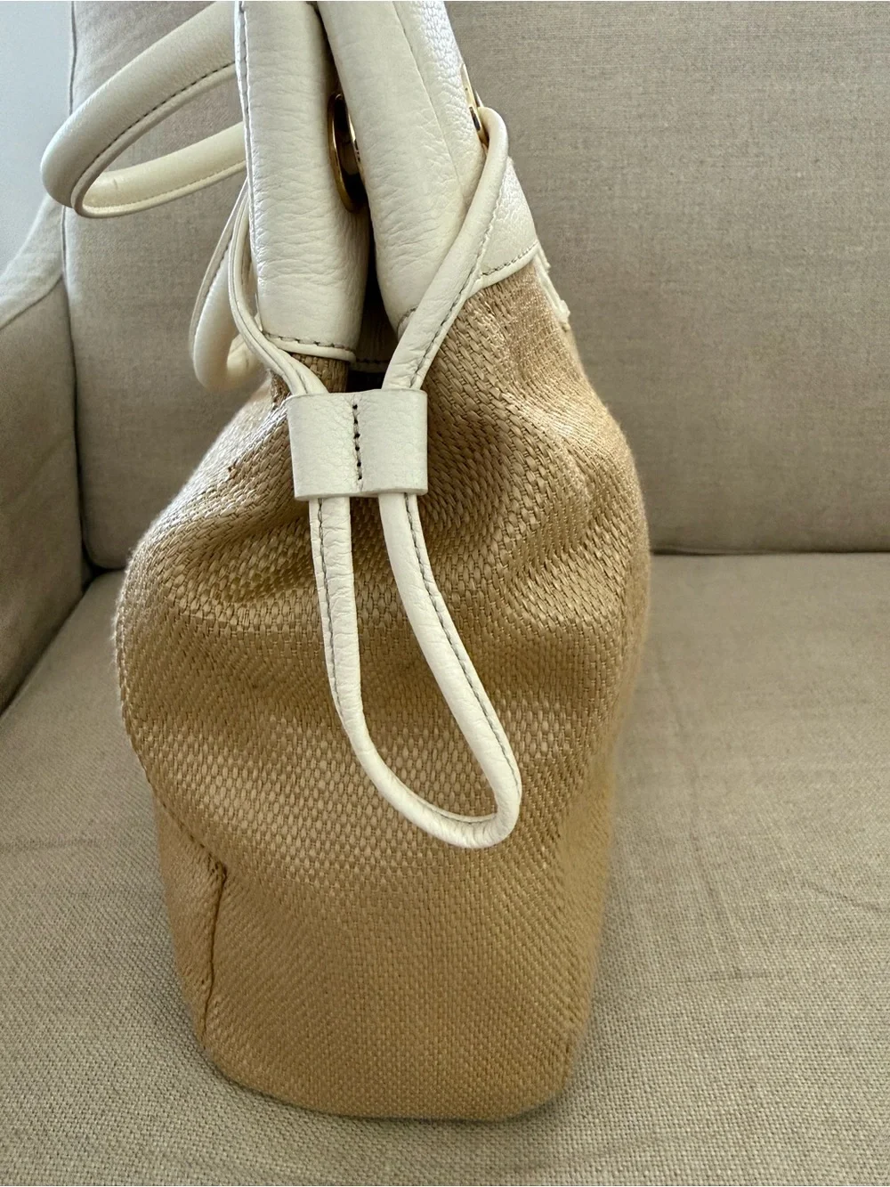 Tory Burch Cream and Tan Top-Handle Satchel
